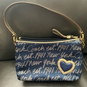 Small Blue & Gold Coach Purse